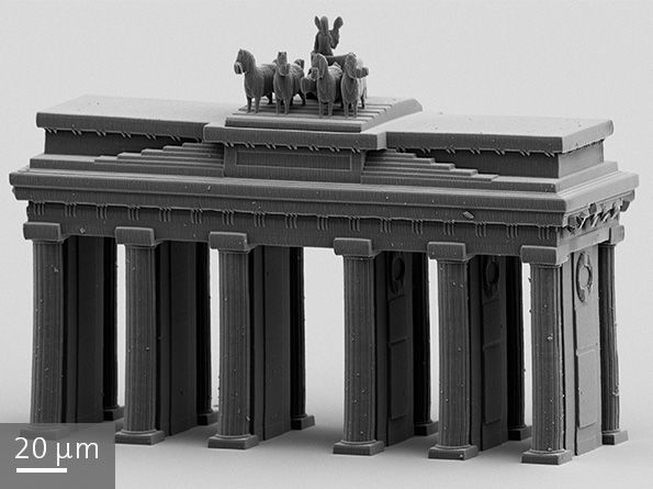 A model of the Brandenburg Gate 3D printed at the micron scale